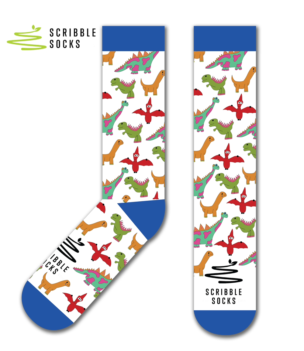 Scribble Socks Dinosaurs