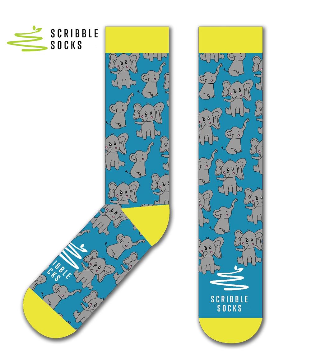Scribble Socks Elephants