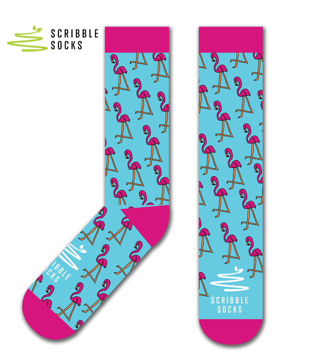 Scribble Socks Flamingo