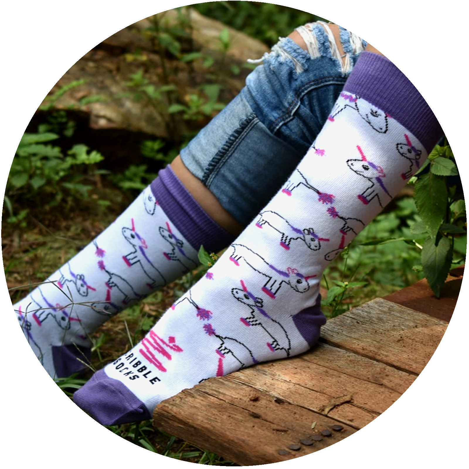 Scribble Socks Unicorn